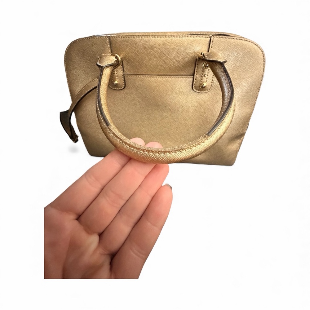 Michael Kors Gold Saffiano Leather Satchel w/ Strap + Bag Scarf - Picture 13 of 15